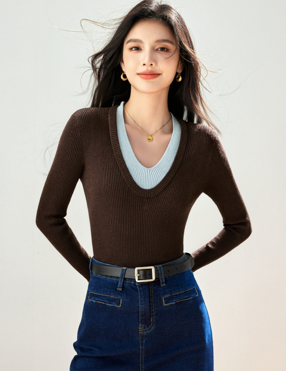 Pullover Korean style shirts knitted tops for women