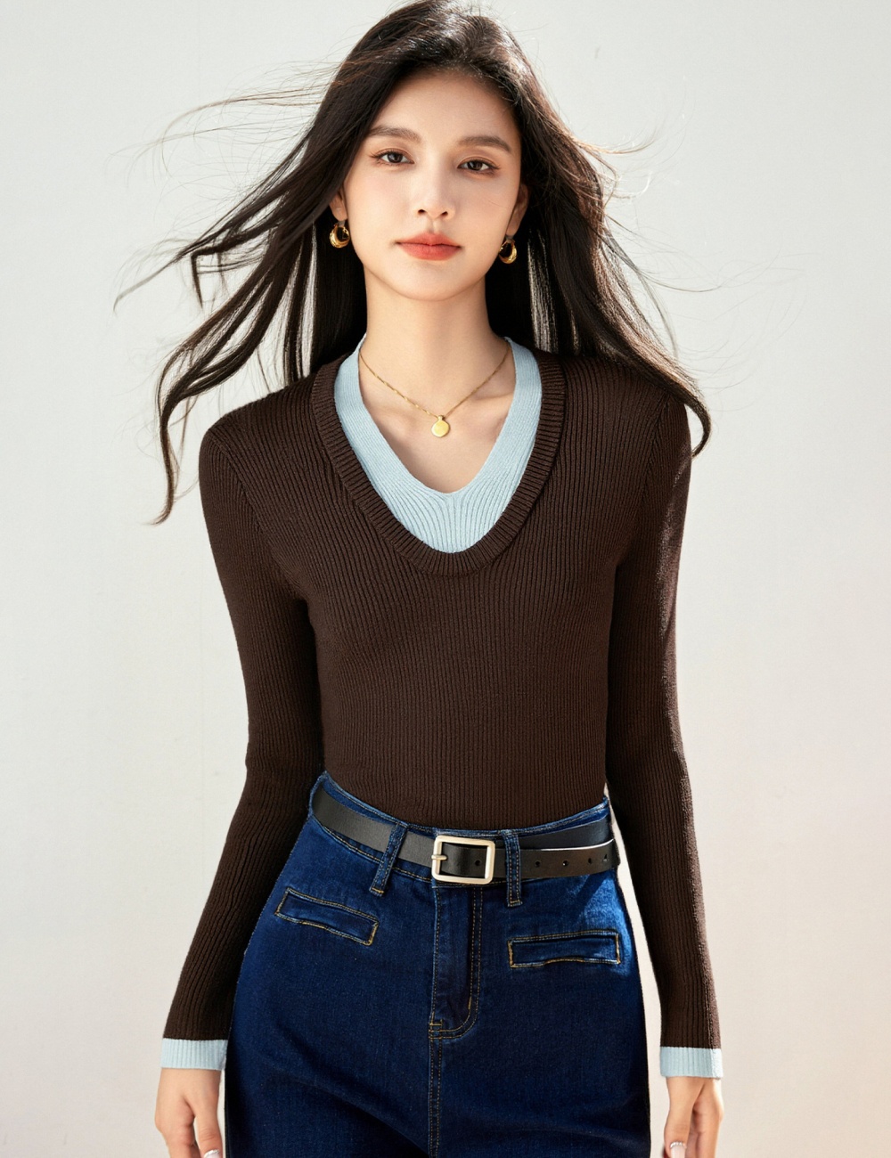 Pullover Korean style shirts knitted tops for women