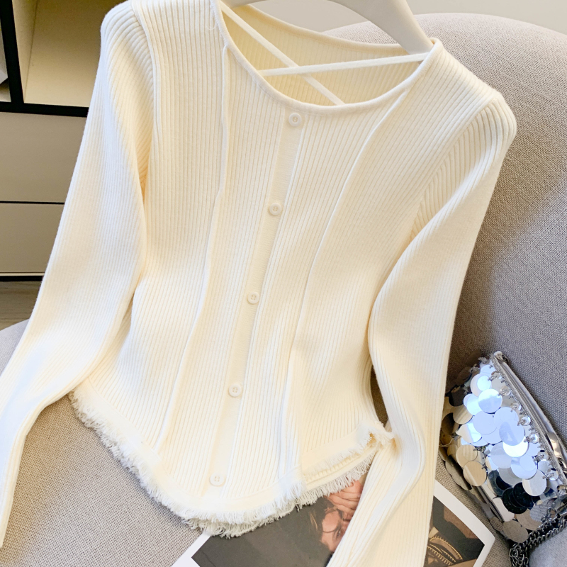 Inside the ride slim tassels bottoming sweater for women