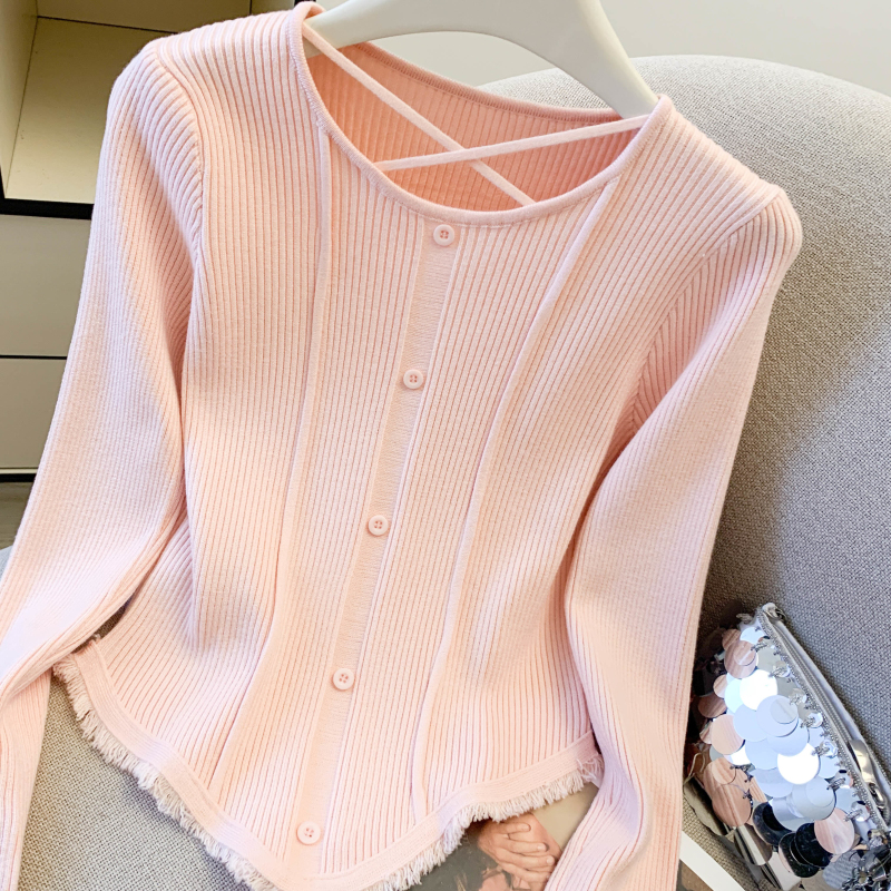 Inside the ride slim tassels bottoming sweater for women