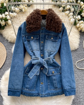 Long sleeve denim tops fashion coat for women