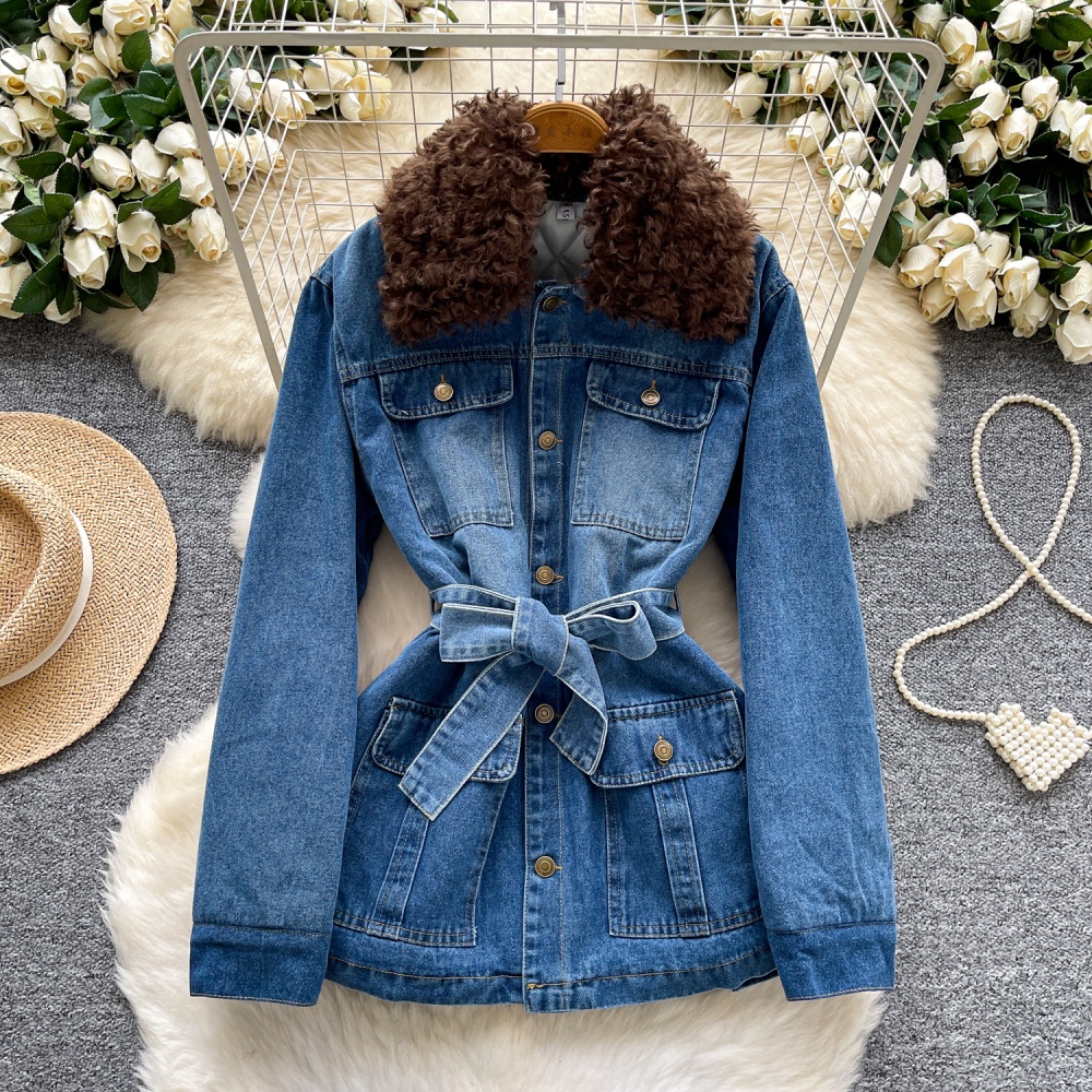 Long sleeve denim tops fashion coat for women