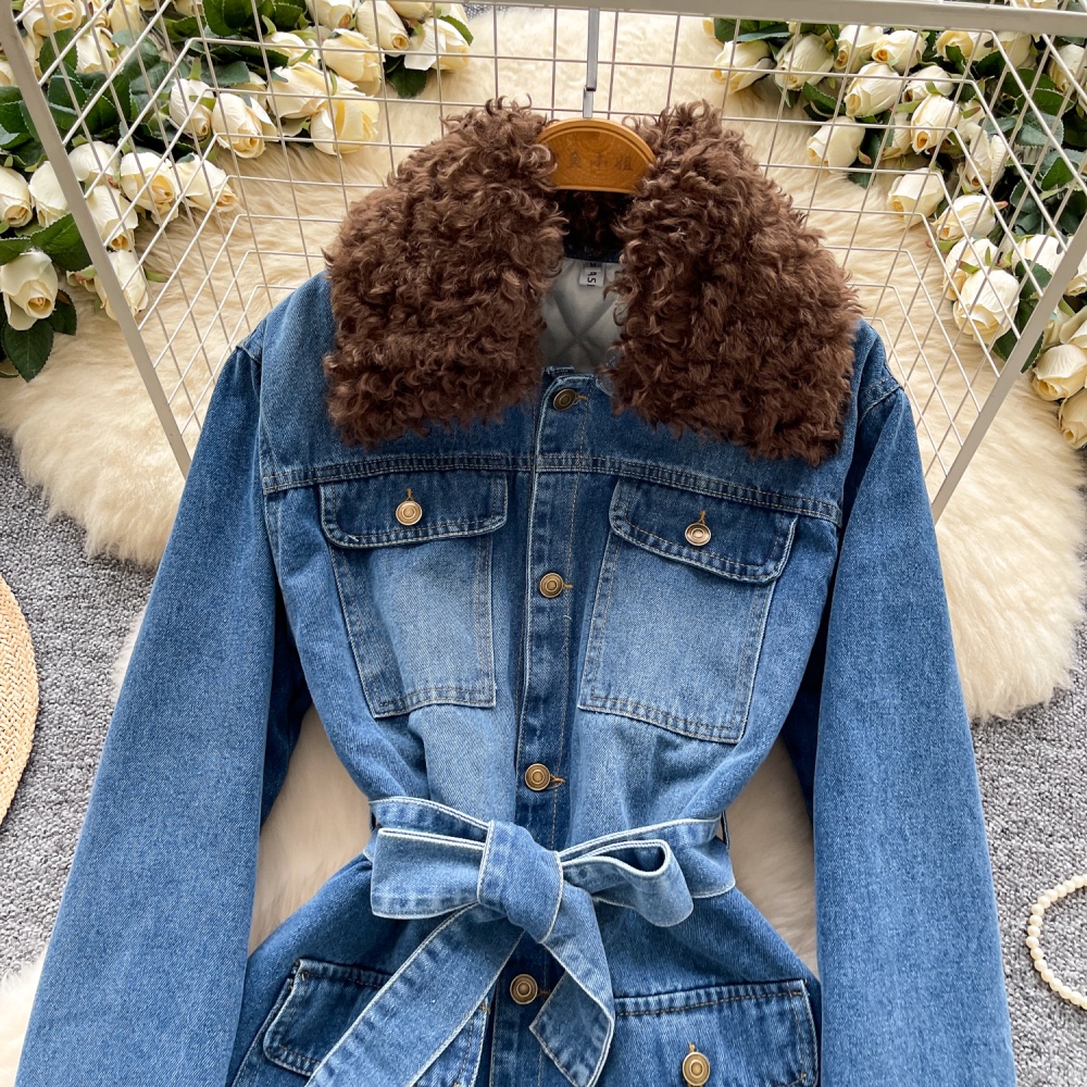Long sleeve denim tops fashion coat for women