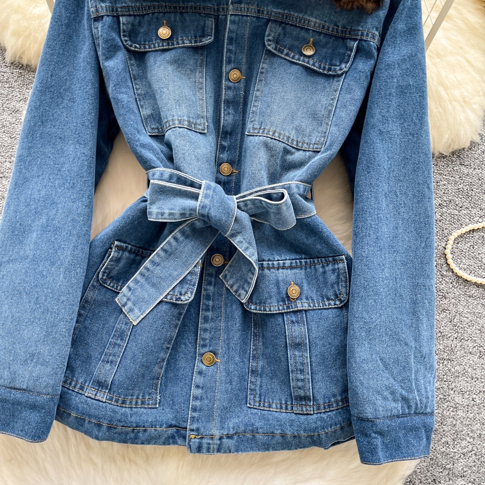Long sleeve denim tops fashion coat for women