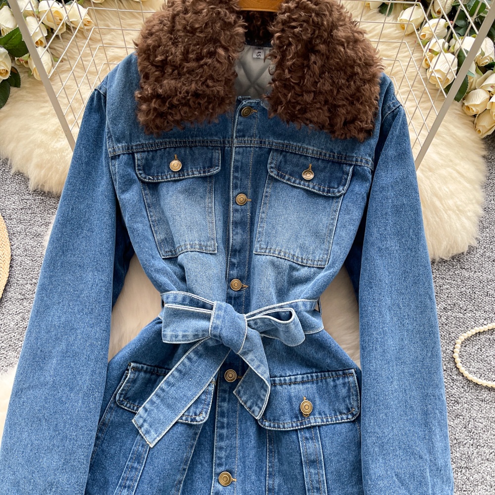 Long sleeve denim tops fashion coat for women