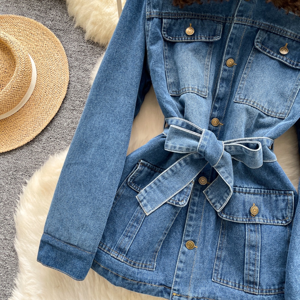 Long sleeve denim tops fashion coat for women