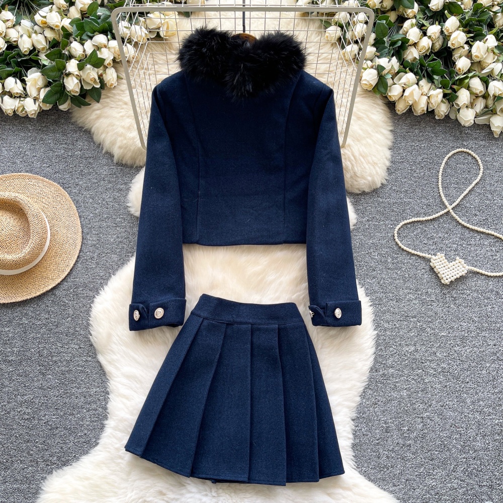 Short Western style coat chanelstyle pleated skirt