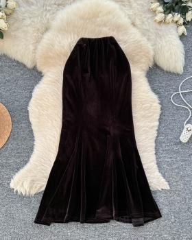 Mermaid autumn and winter skirt velvet long dress