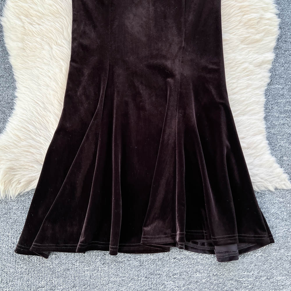 Mermaid autumn and winter skirt velvet long dress