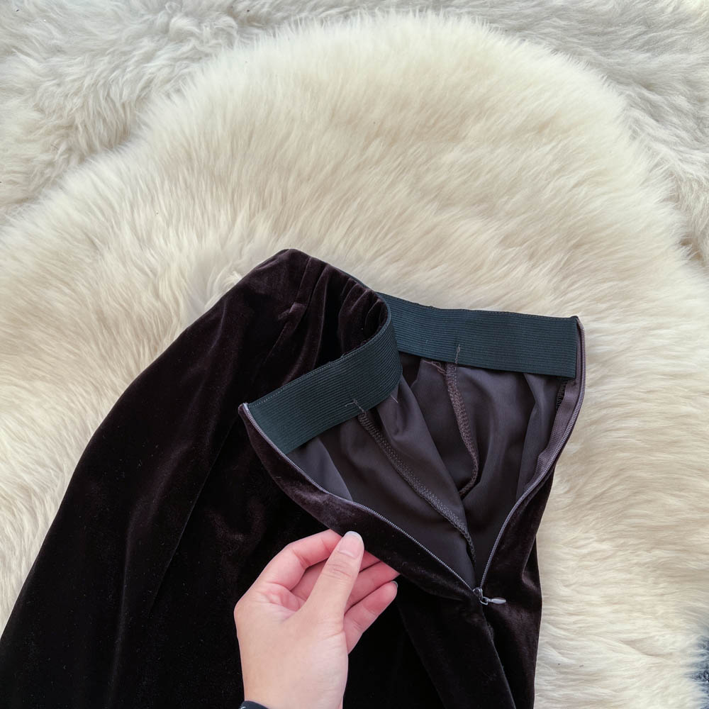 Mermaid autumn and winter skirt velvet long dress