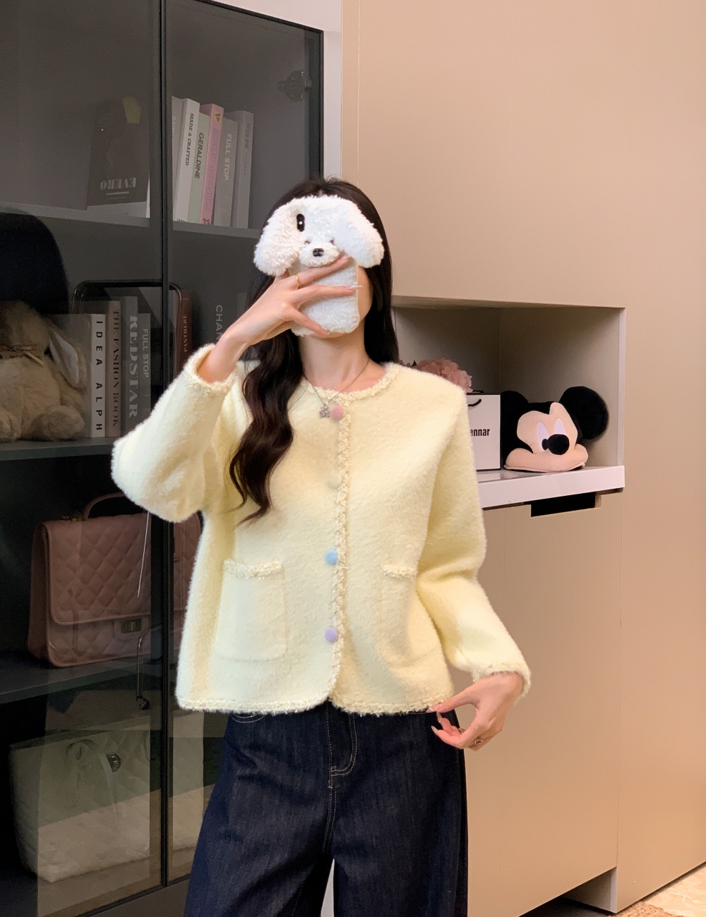 Knitted cardigan wears outside tops for women