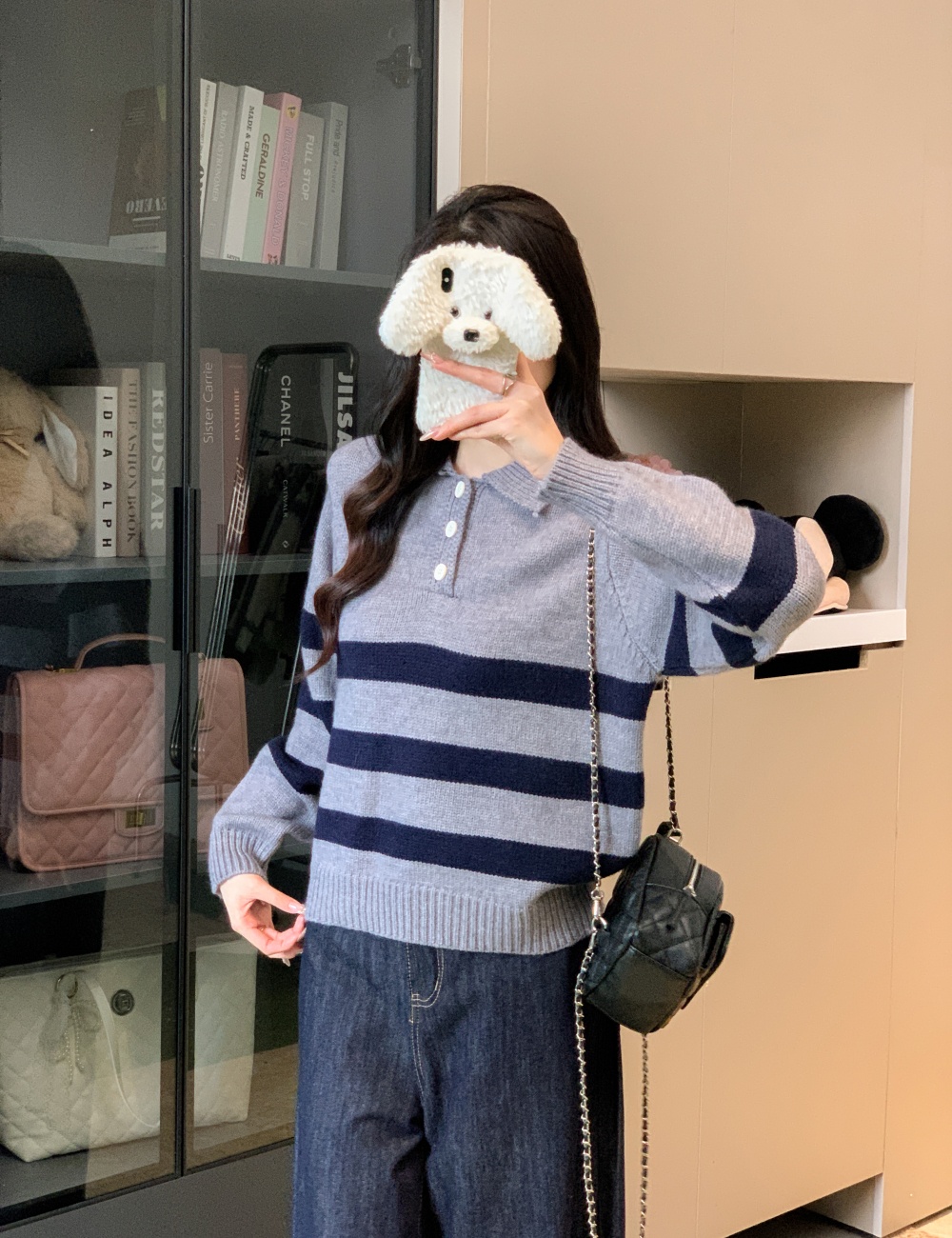 Fashion stripe sweater Western style thick tops for women