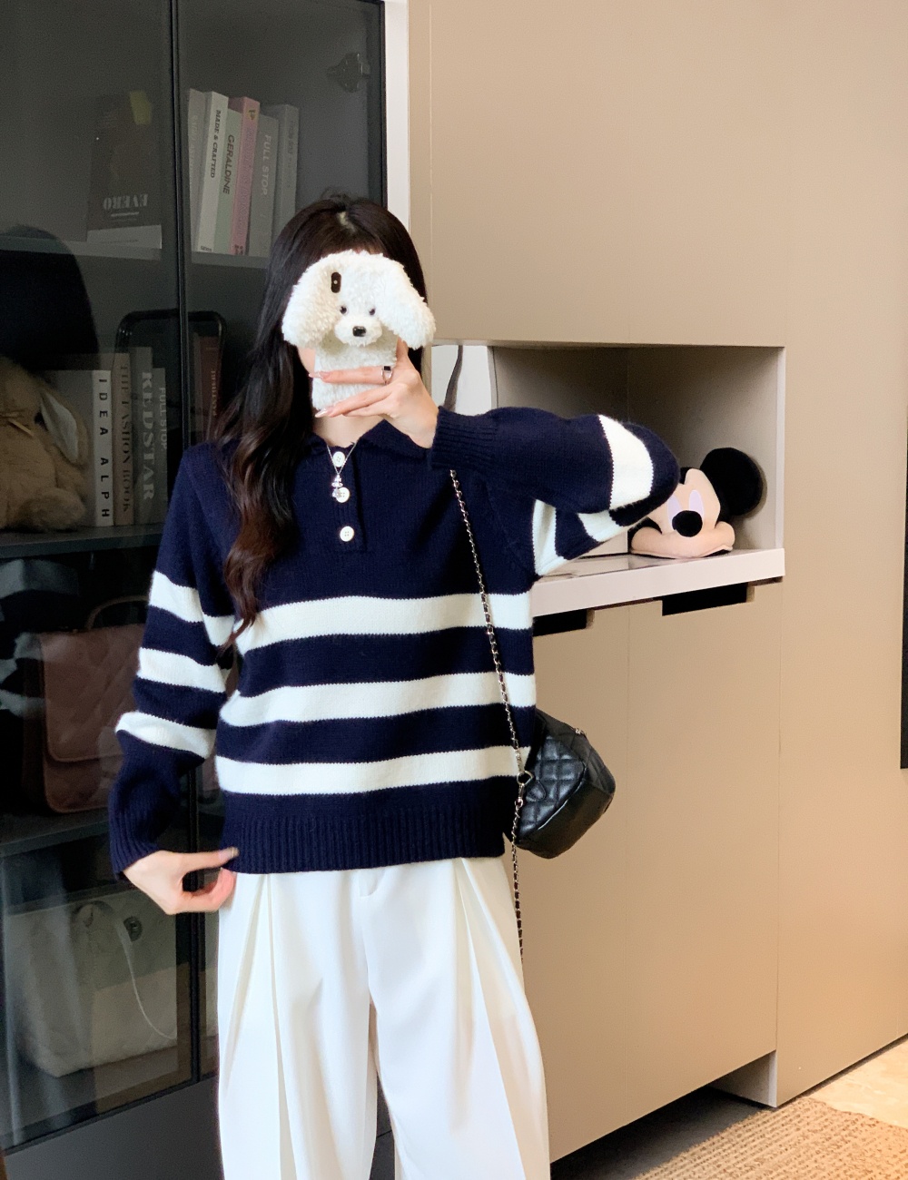 Fashion stripe sweater Western style thick tops for women