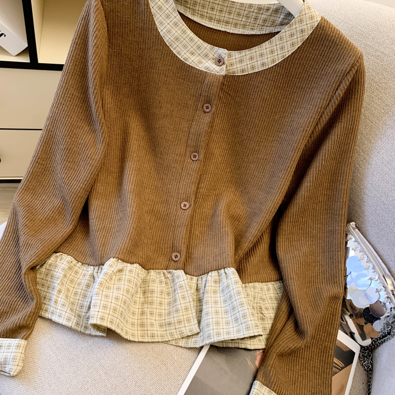 Long sleeve cardigan cstand collar tops for women