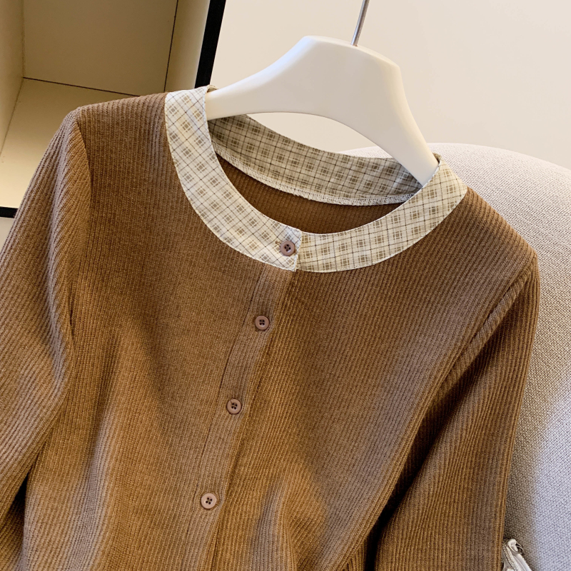 Long sleeve cardigan cstand collar tops for women