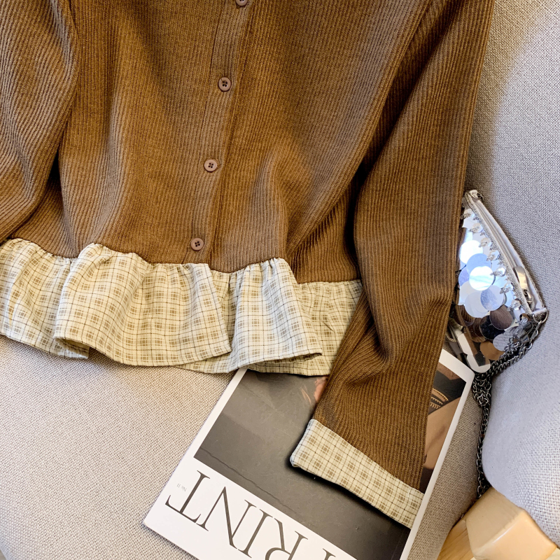 Long sleeve cardigan cstand collar tops for women