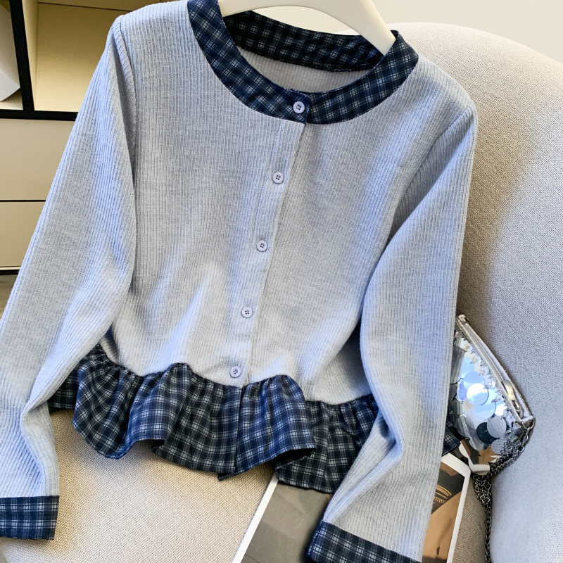 Long sleeve cardigan cstand collar tops for women