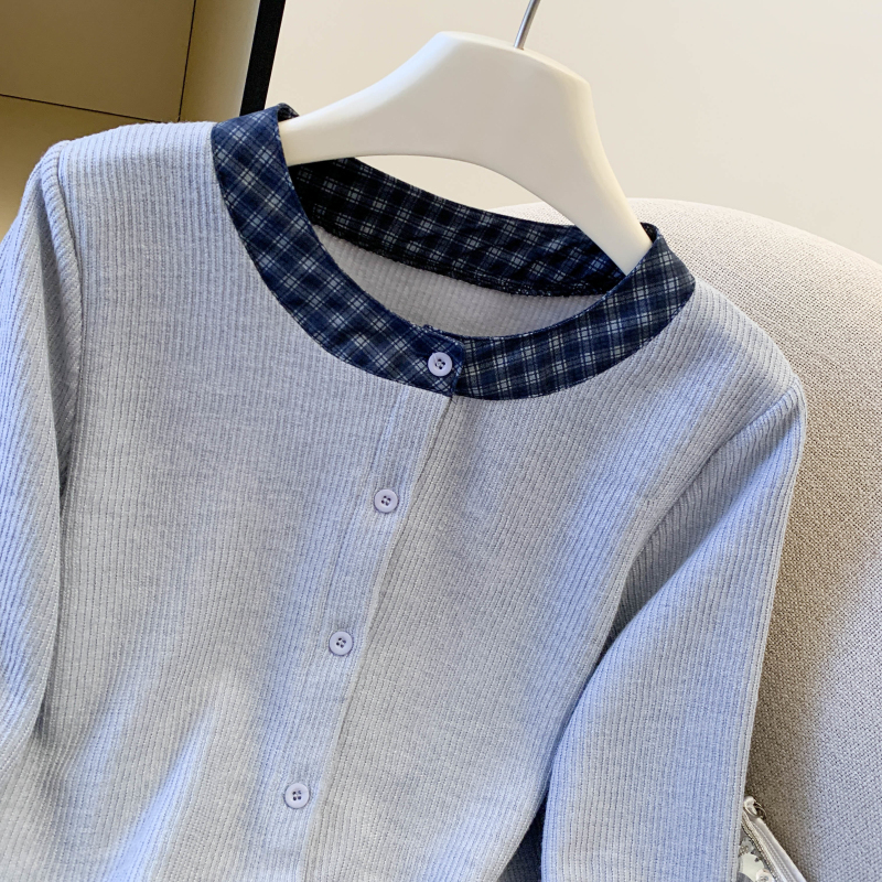 Long sleeve cardigan cstand collar tops for women