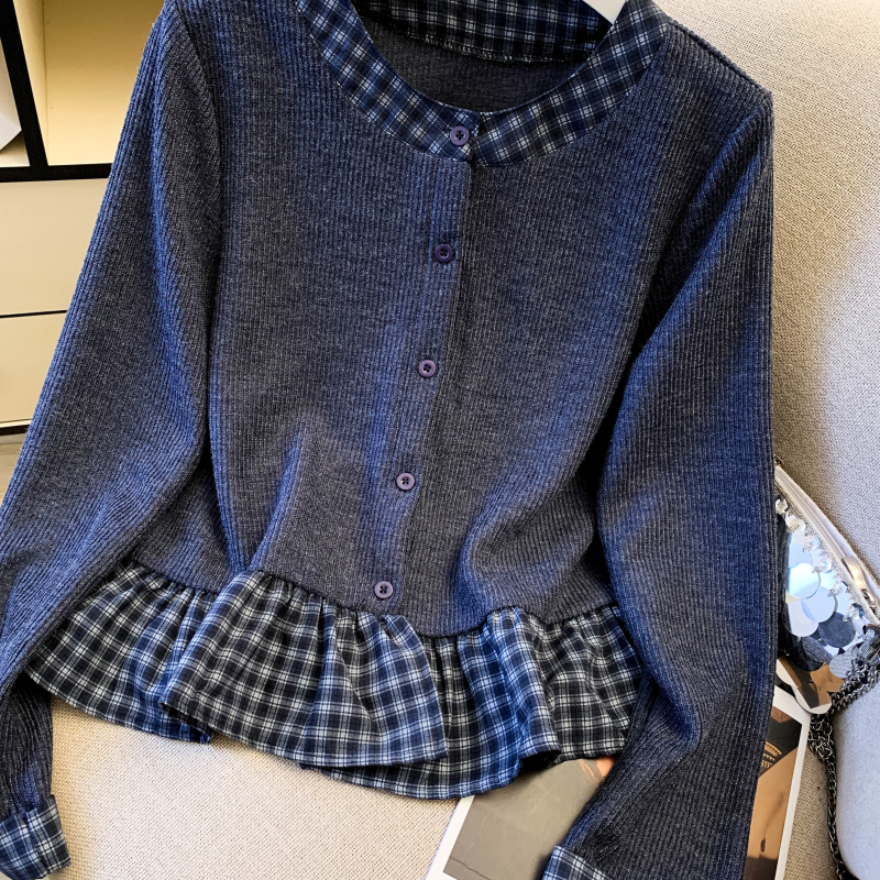 Long sleeve cardigan cstand collar tops for women