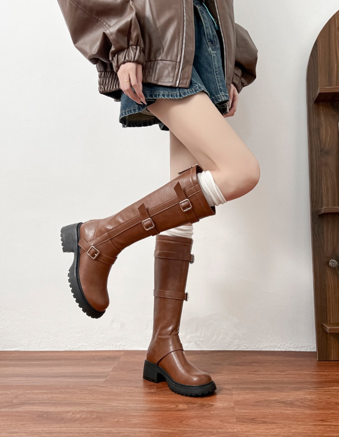 Belt buckle thick thigh boots cool boots for women