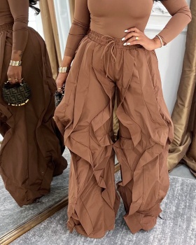 Fashion European style pure loose long pants for women