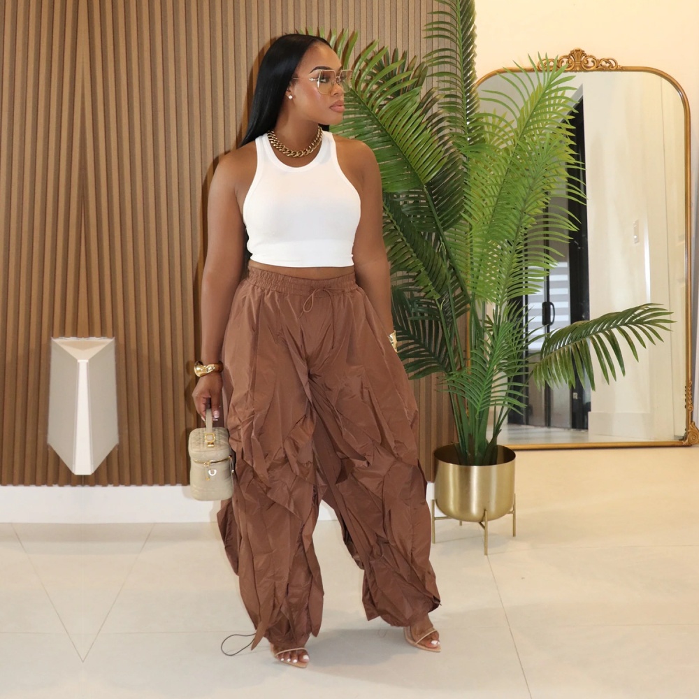 Fashion European style pure loose long pants for women