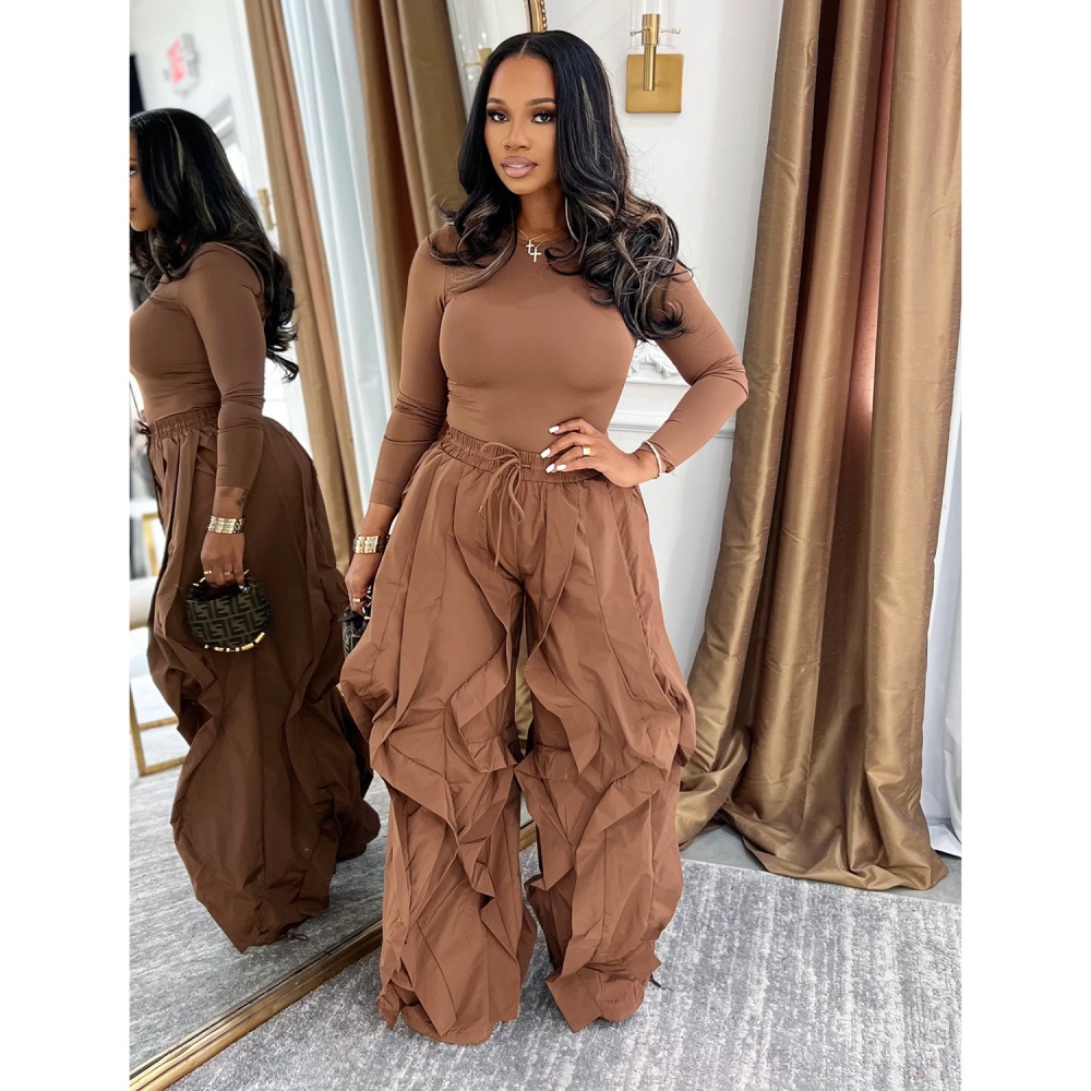 Fashion European style pure loose long pants for women