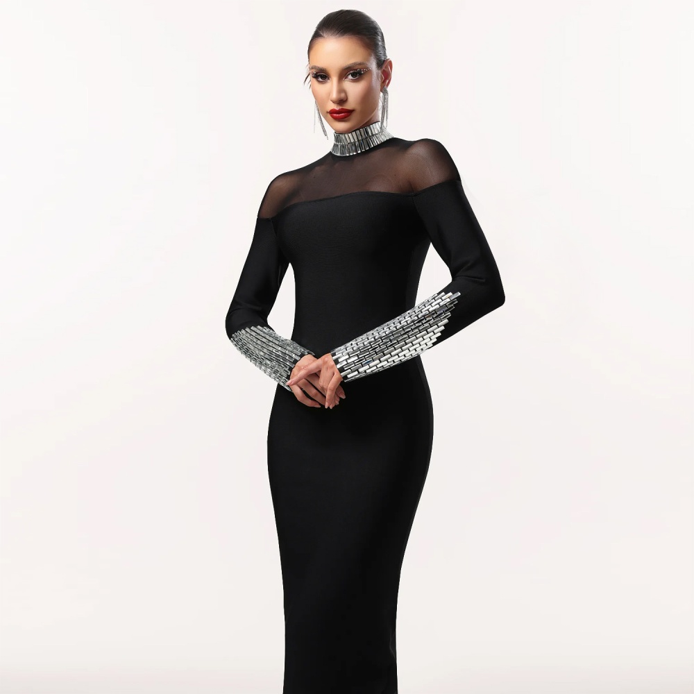 Temperament fashion long sleeve slim European style dress