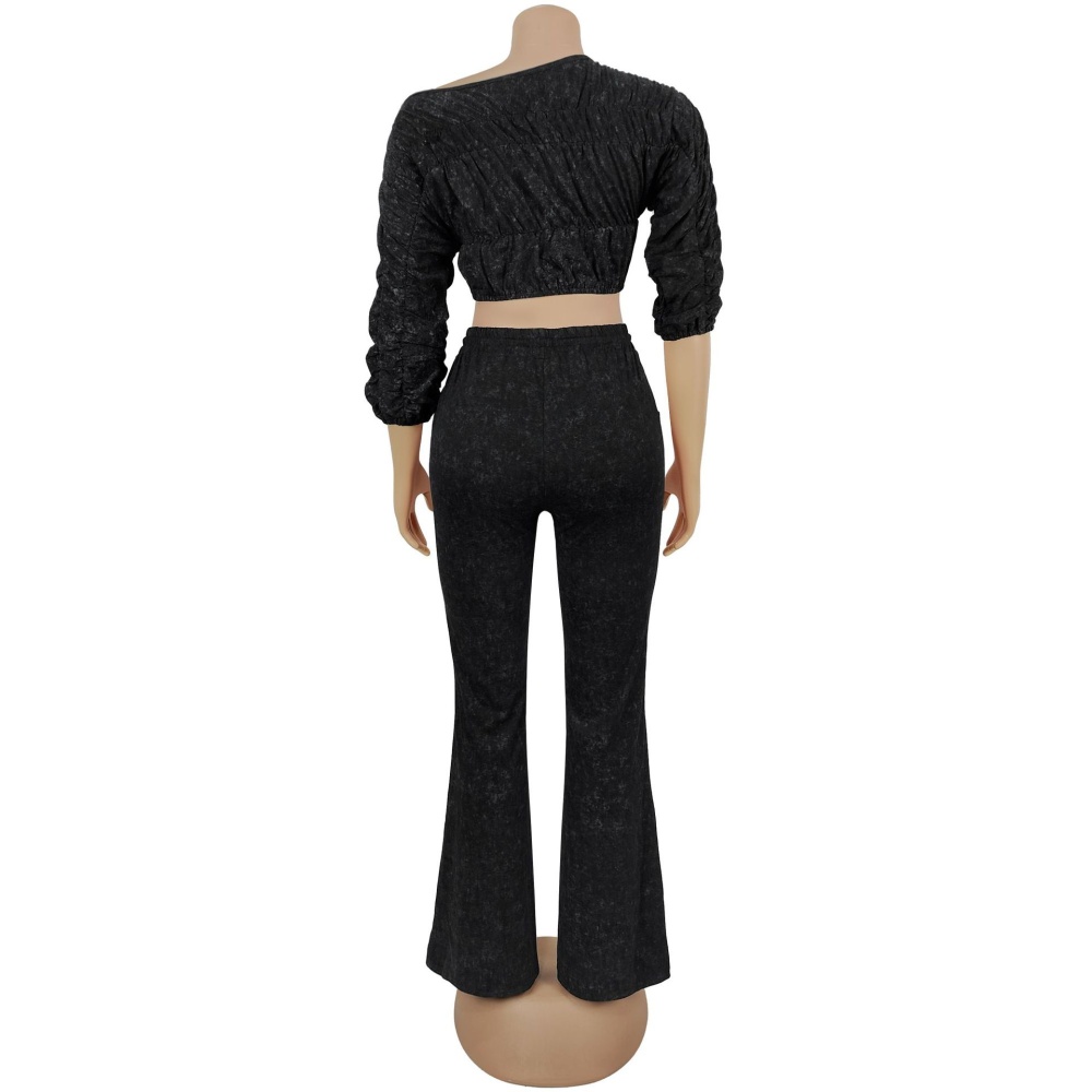 Casual tops long pants 2pcs set for women