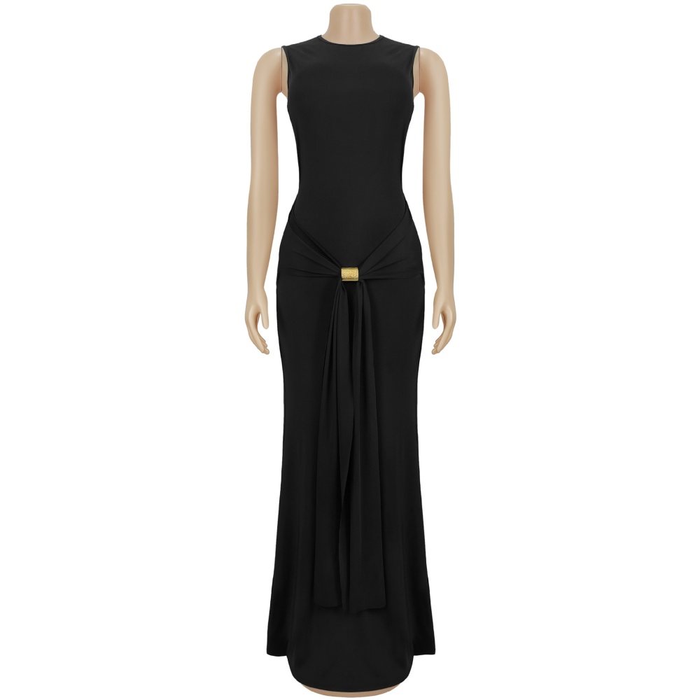 Halter fashion European style slim pure dress for women