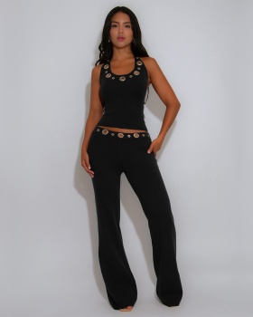 Casual tops European style long pants a set for women