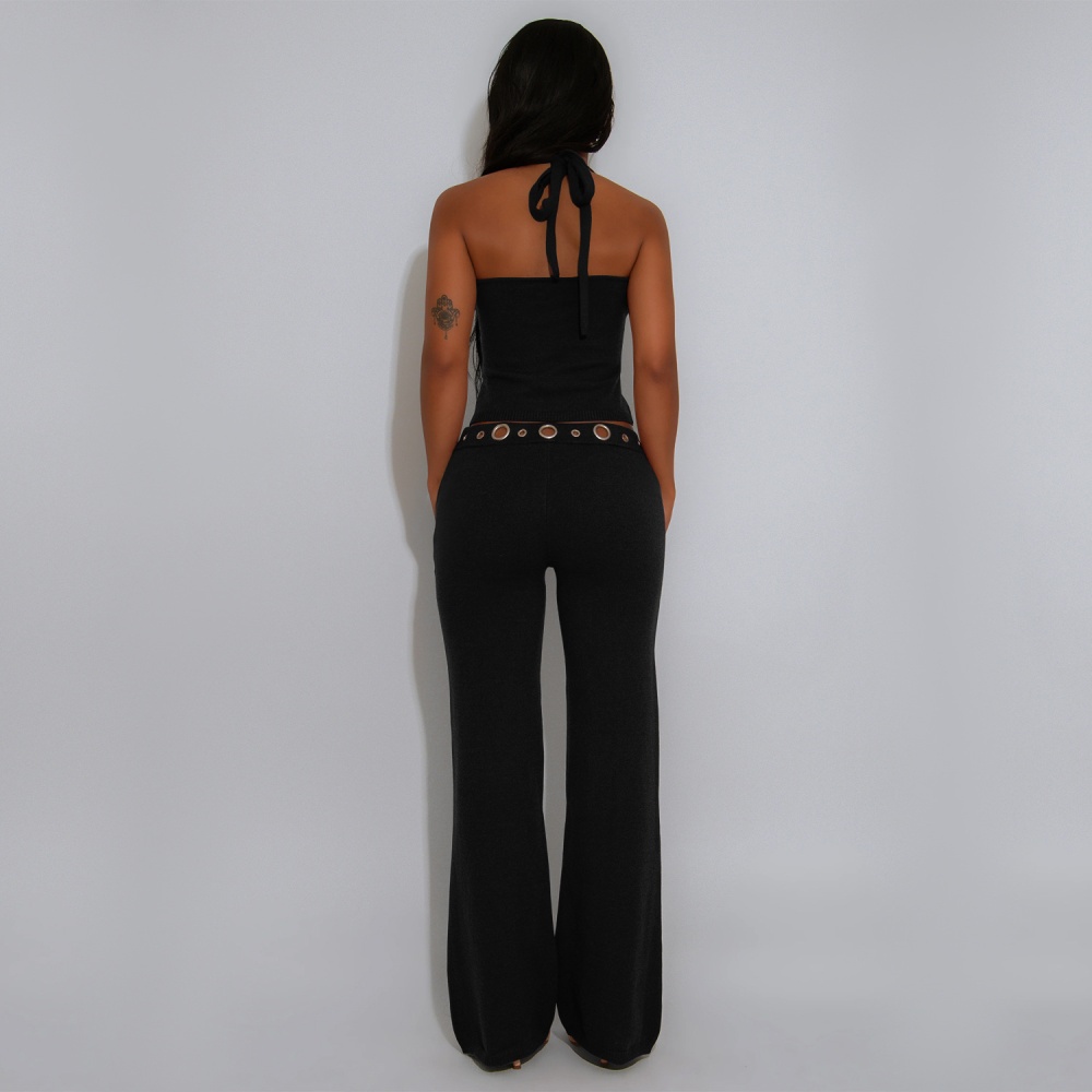 Casual tops European style long pants a set for women