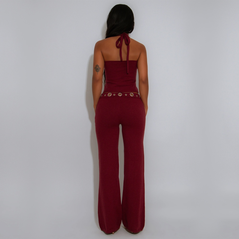 Casual tops European style long pants a set for women