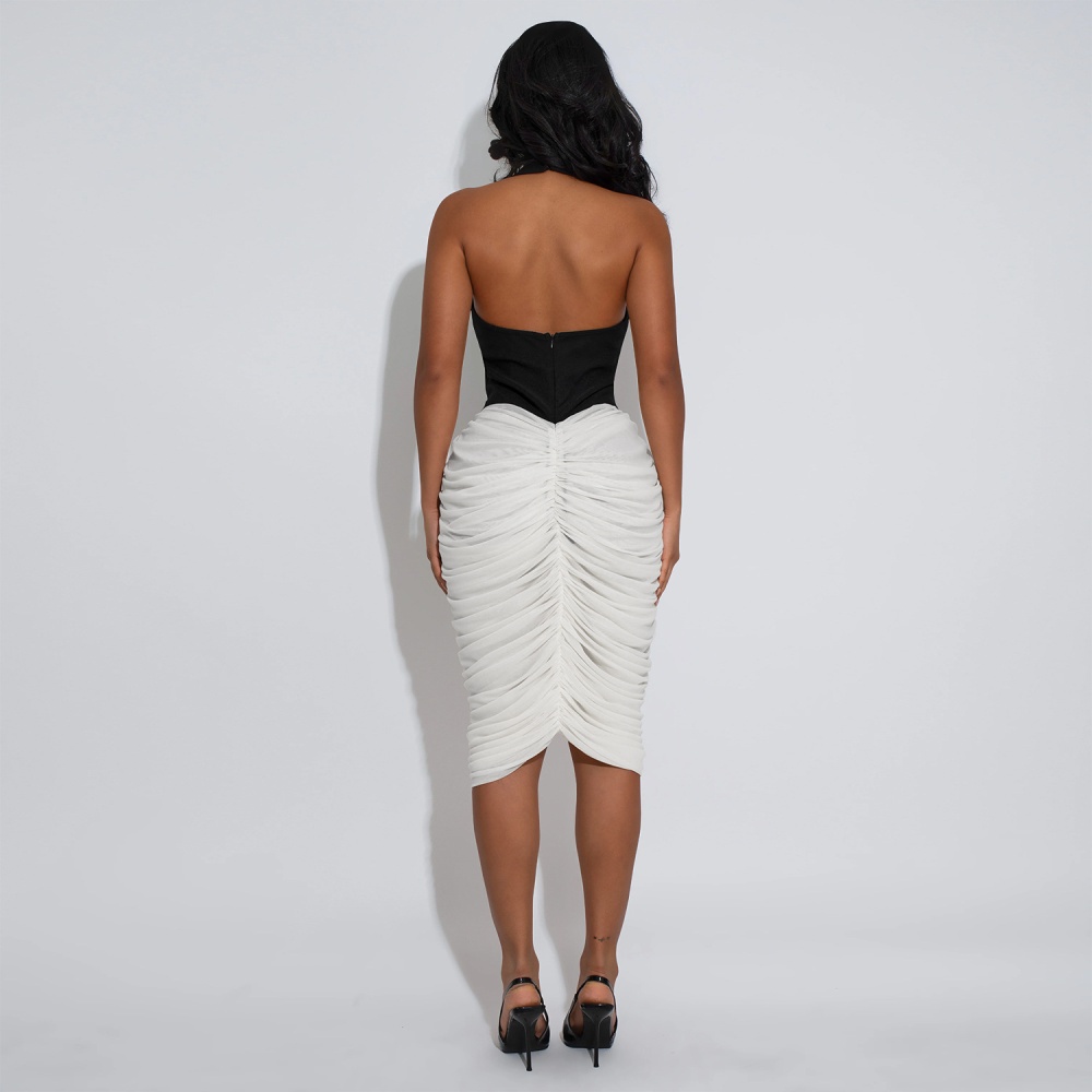 Fashion fold halter European style dress for women