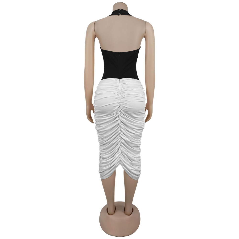 Fashion fold halter European style dress for women