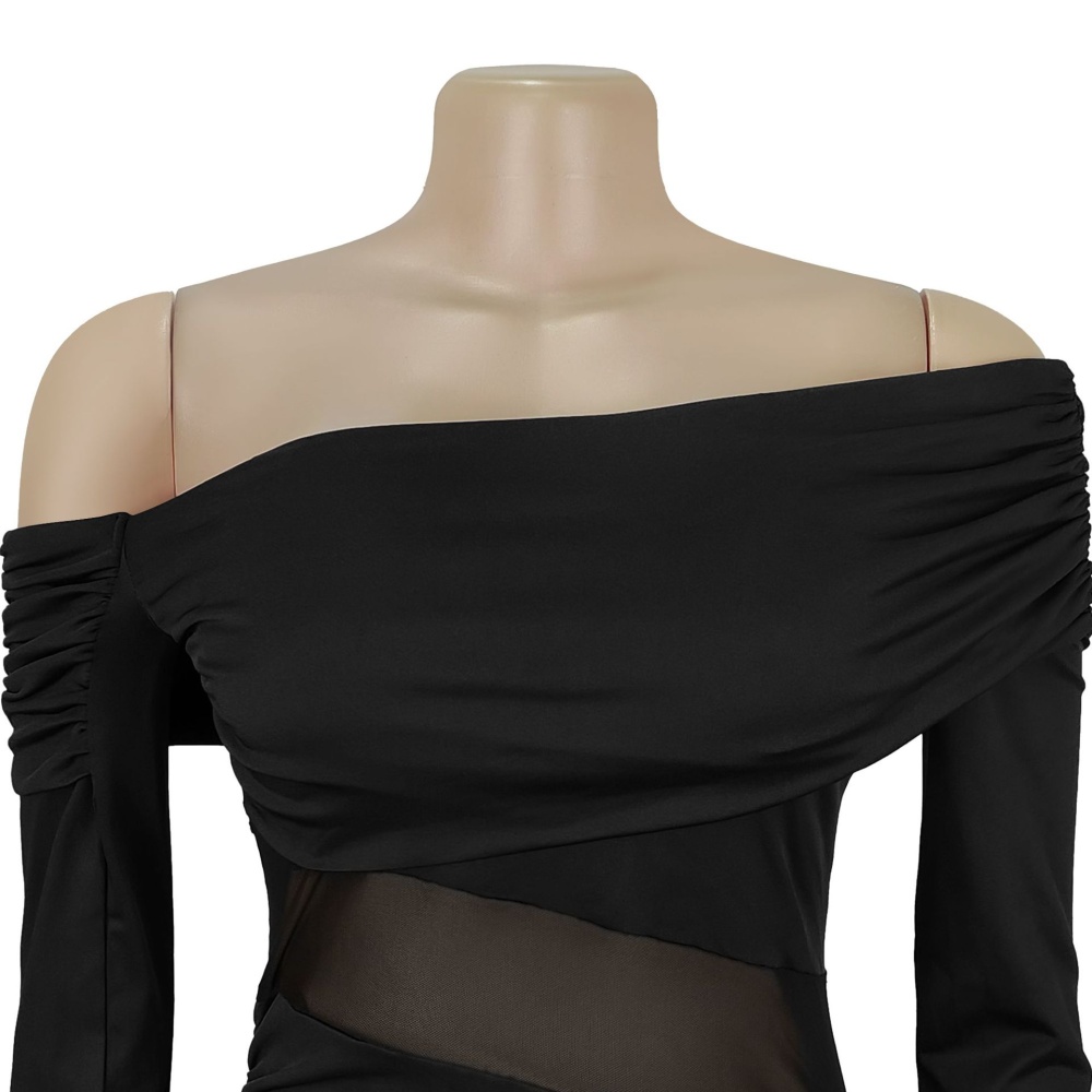 Split long sleeve European style sexy dress for women