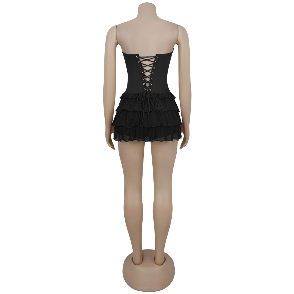 Lotus leaf edges T-back bandage jumpsuit for women