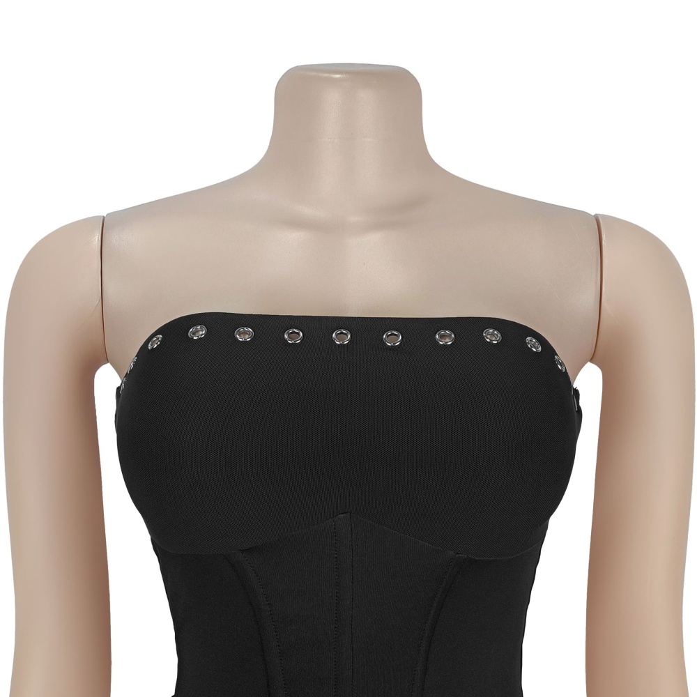 Lotus leaf edges T-back bandage jumpsuit for women