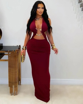 Sexy European style slim pure fashion frenum dress