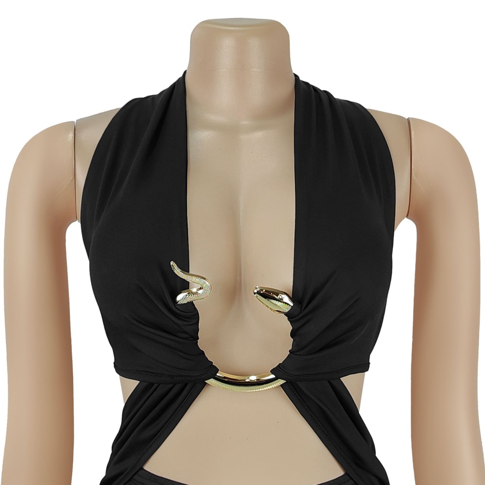 Sexy European style slim pure fashion frenum dress