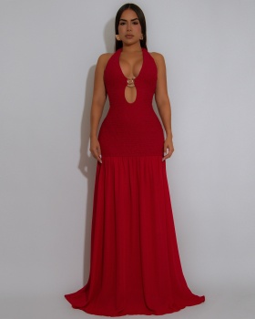 European style halter fashion hollow sexy dress