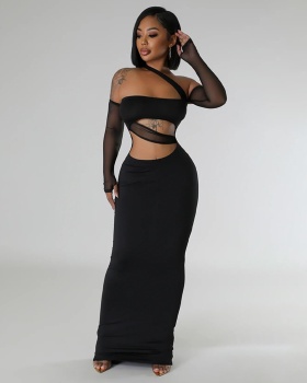 Gauze European style fashion sexy splice dress