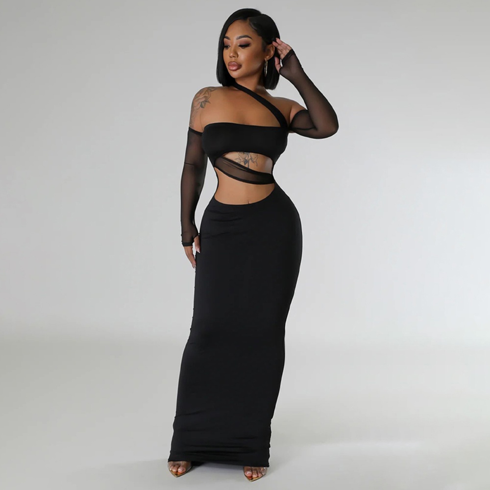 Gauze European style fashion sexy splice dress