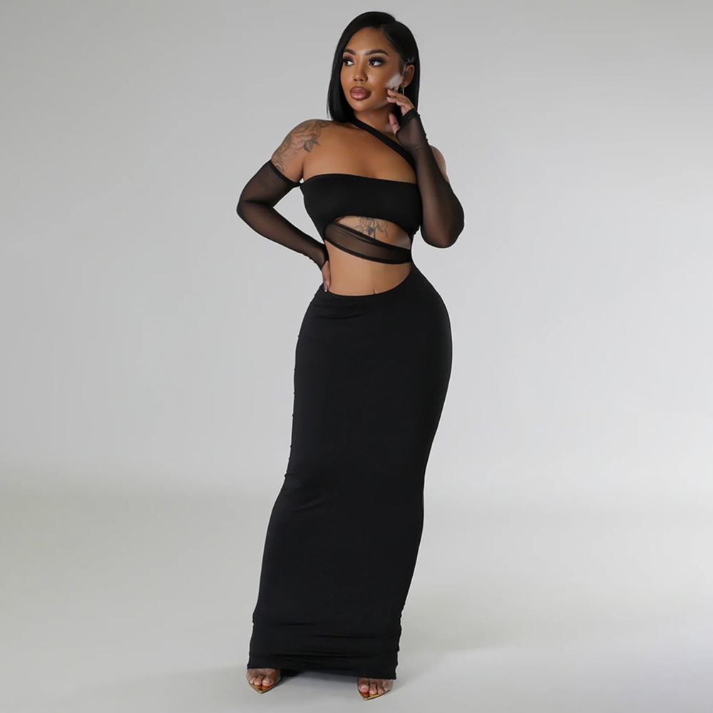 Gauze European style fashion sexy splice dress