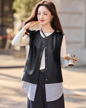 All-match Korean style autumn splice waistcoat for women
