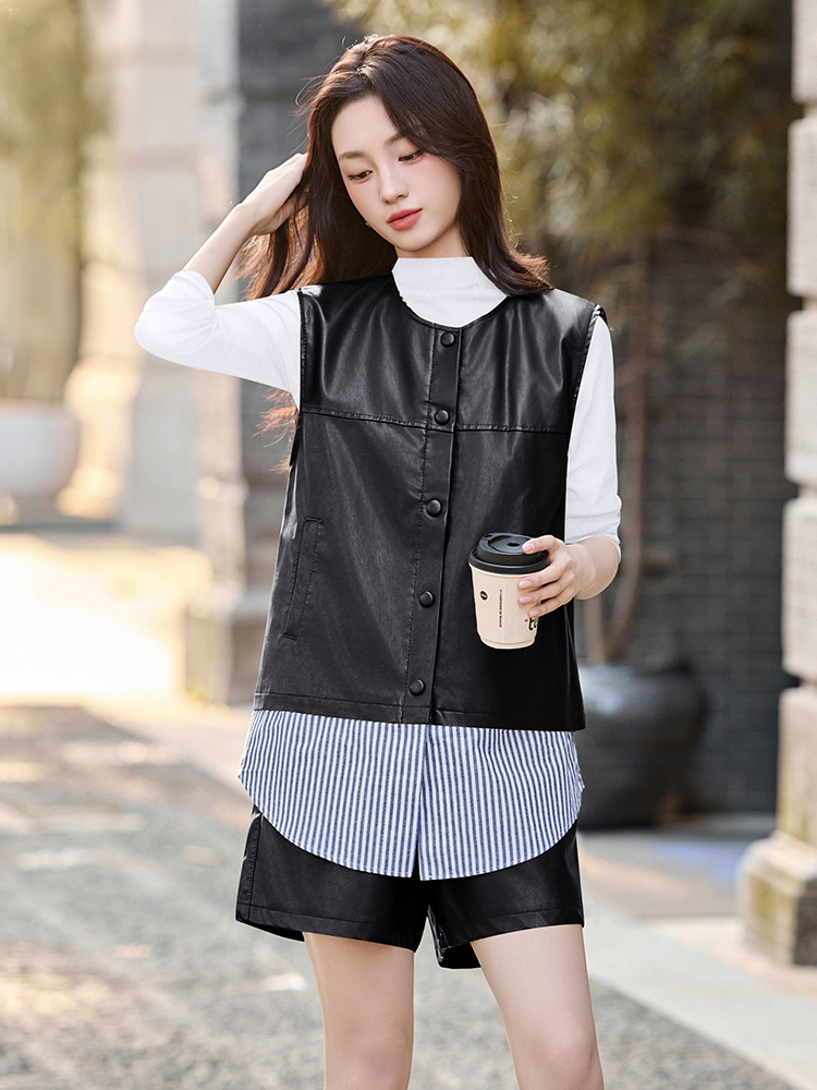 All-match Korean style autumn splice waistcoat for women