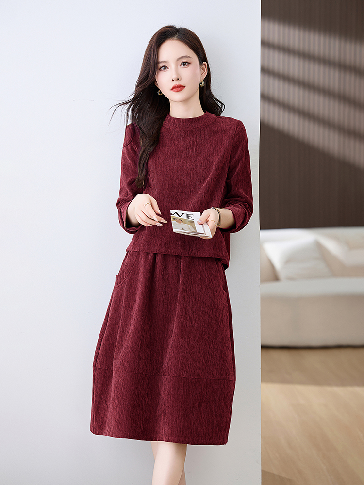 Slim short tops Casual skirt 2pcs set for women