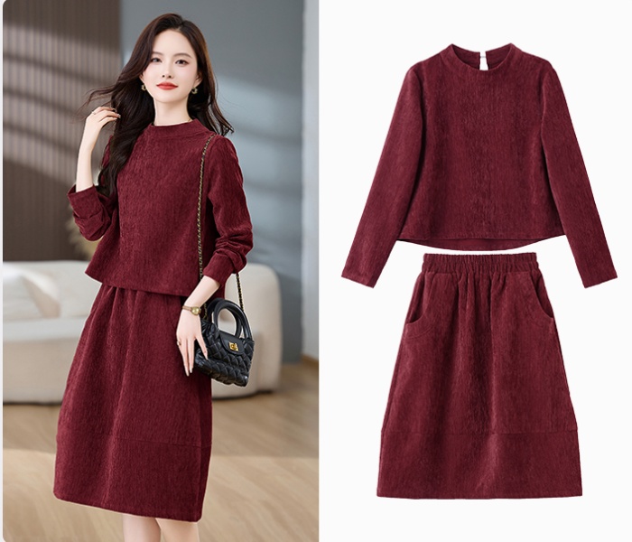 Slim short tops Casual skirt 2pcs set for women