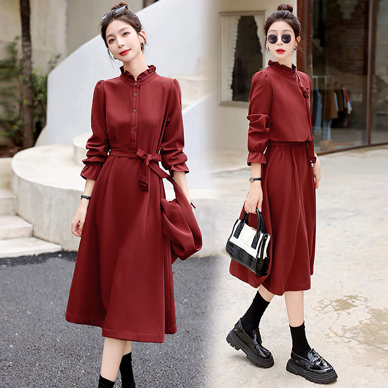Spring and autumn temperament dress a set for women