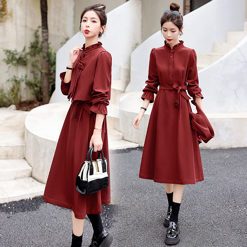Spring and autumn temperament dress a set for women